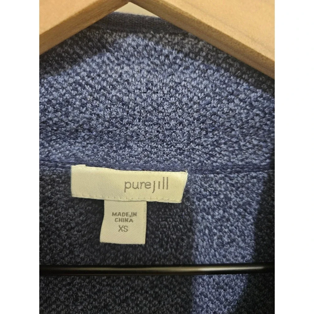 Pure Jill‎ J. Jill Blue Abstract Jacquard Snap Front Cardigan Sweater XS